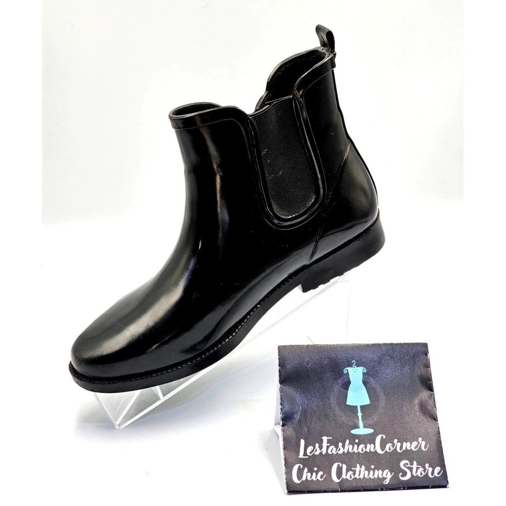 Michael Kors Women's Black Rubber Waterproof Chelsea Rain Boots Size 8 2378 - Picture 14 of 16